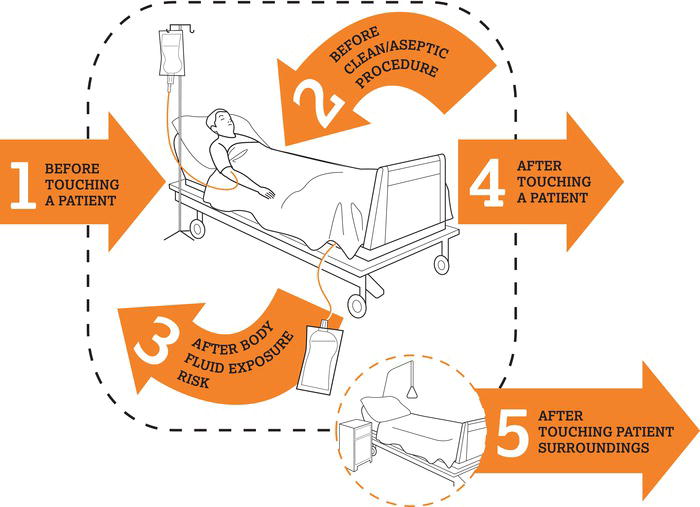 ‘My 5 Moments for Hand Hygiene’. 
Source: Reproduced from Sax et al. () with permission of Elsevier.