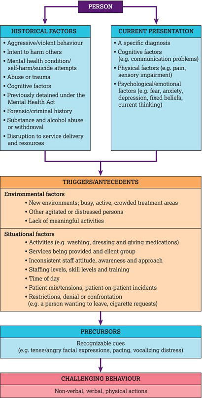 Managing and assessing risk behaviours. A framework for explaining challenging behaviour. 
Source: NHS Protect ().