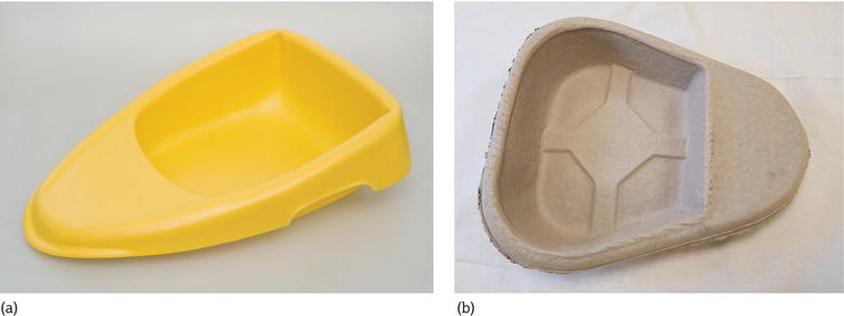 Slipper bed pans: (a) reusable, (b) disposable.