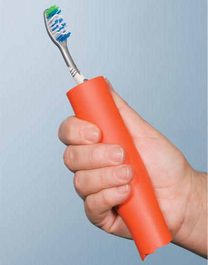 Foam handle to assist with holding a toothbrush.