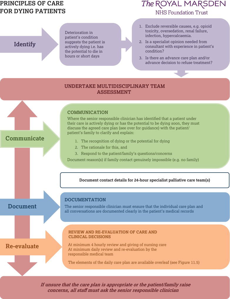 Royal Marsden NHS Foundation Trust principles of care for dying patients. 
Source: Adapted from LCA ().