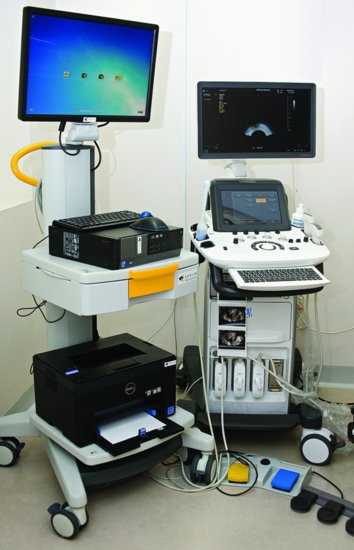 Ultrasound machine and probe.