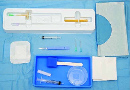 Example of sterile equipment tray for abdominal paracentesis. Source: Dougherty and Lister (). Reproduced with permission from John Wiley & Sons.