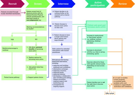 Physical activity pathway. Source: Department of Health (). © Crown copyright 2012. Reproduced under the Open Government Licence v3.0, https://www.nat